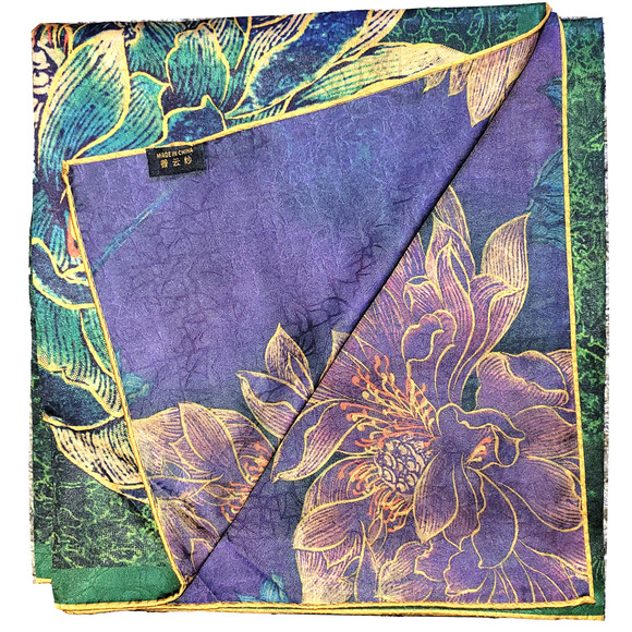 NWT Double Sided Silk Scarf 52"x52" Large Square Shawl Wrap XiangYunSha 3654 - Picture 3 of 10